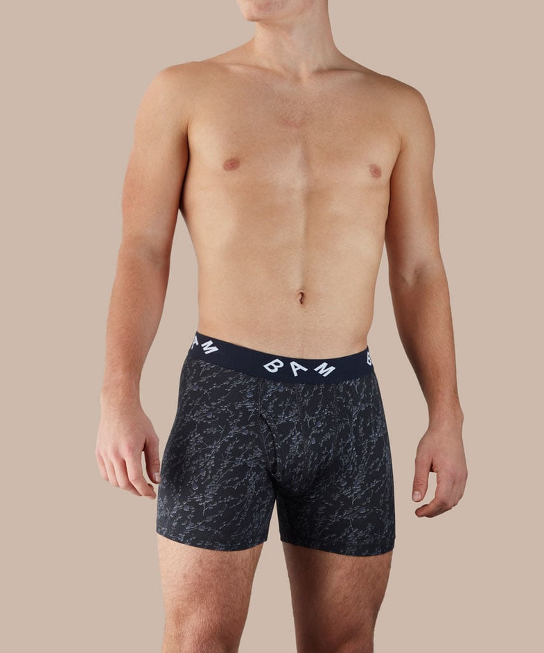 Bam1022 Regular Bamboo Boxers Buds Print Navy Bam Clothing 1