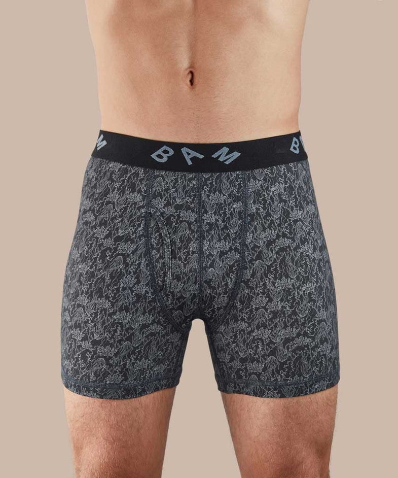 Bam1022 Regular Bamboo Boxers Seaweed Print Grey Bam Clothing 2