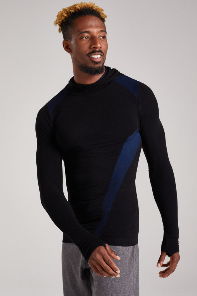 Bam1478 Mens Balance Hoody Black True Blue Bamboo Clothing5