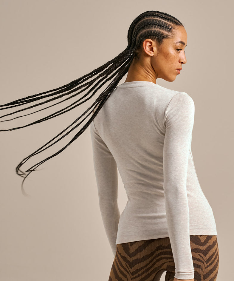 Bam1568 Horizon Long Sleeve Top Oatmeal Marl Clothing 7