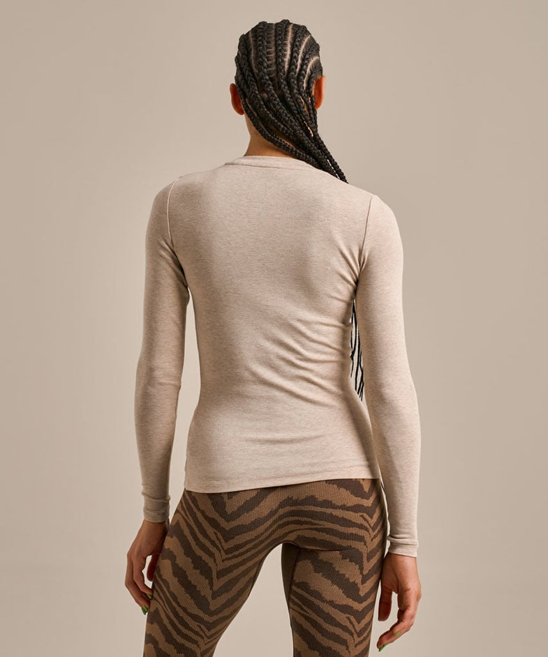 Bam1568 Luxe Long Sleeve Top Camel Marl Bam Clothing 4