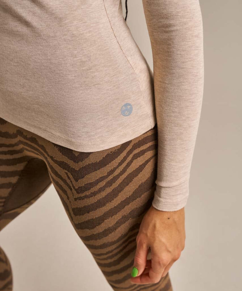 Bam1568 Luxe Long Sleeve Top Camel Marl Bam Clothing 5