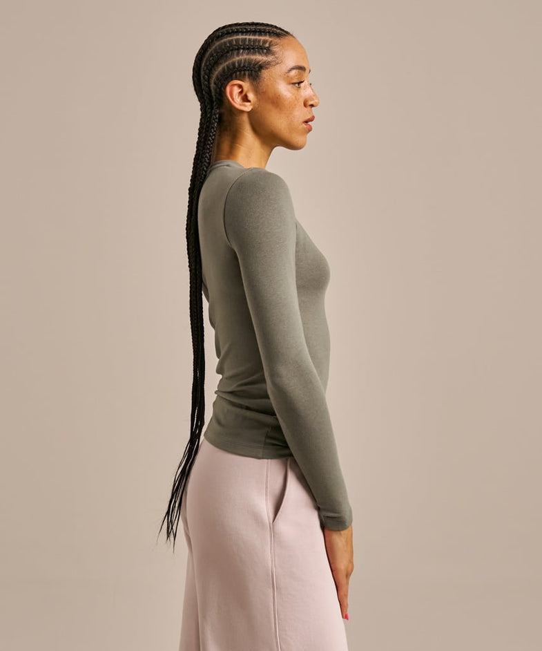 Bam1568 Luxe Long Sleeve Top Washed Khaki Bam Clothing 3