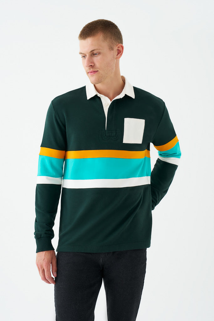 Bam1950 Mens Ashburn Plain Rugby Shirt Ivy Bamboo Clothing 2