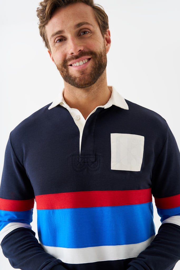 Bam1950 Mens Ashburn Plain Rugby Shirt Navy Bamboo Clothing 1