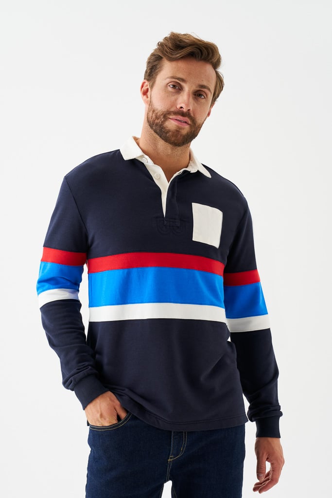 Bam1950 Mens Ashburn Plain Rugby Shirt Navy Bamboo Clothing 2