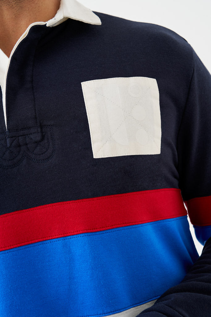 Bam1950 Mens Ashburn Plain Rugby Shirt Navy Bamboo Clothing 3
