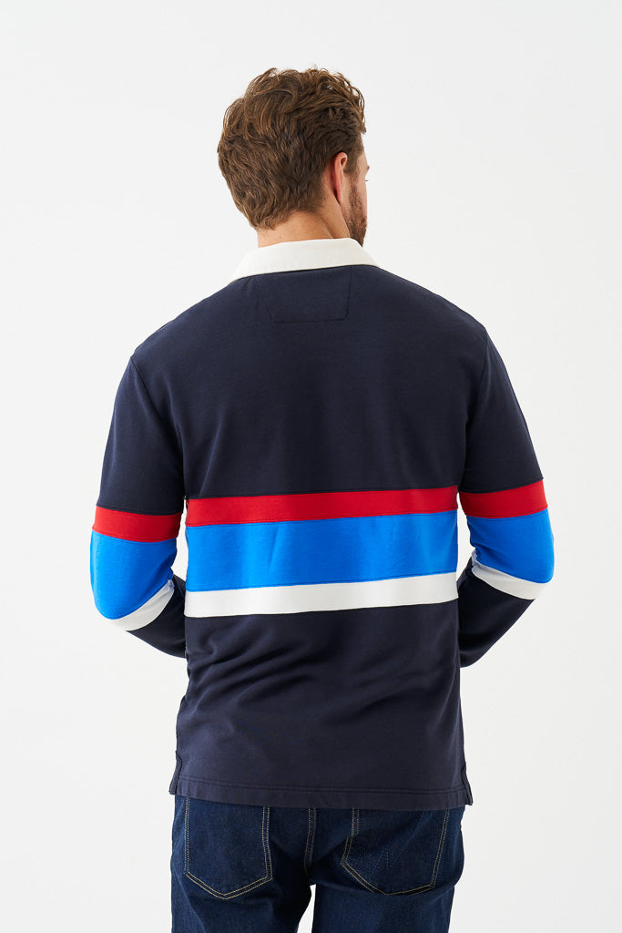 Bam1950 Mens Ashburn Plain Rugby Shirt Navy Bamboo Clothing 4