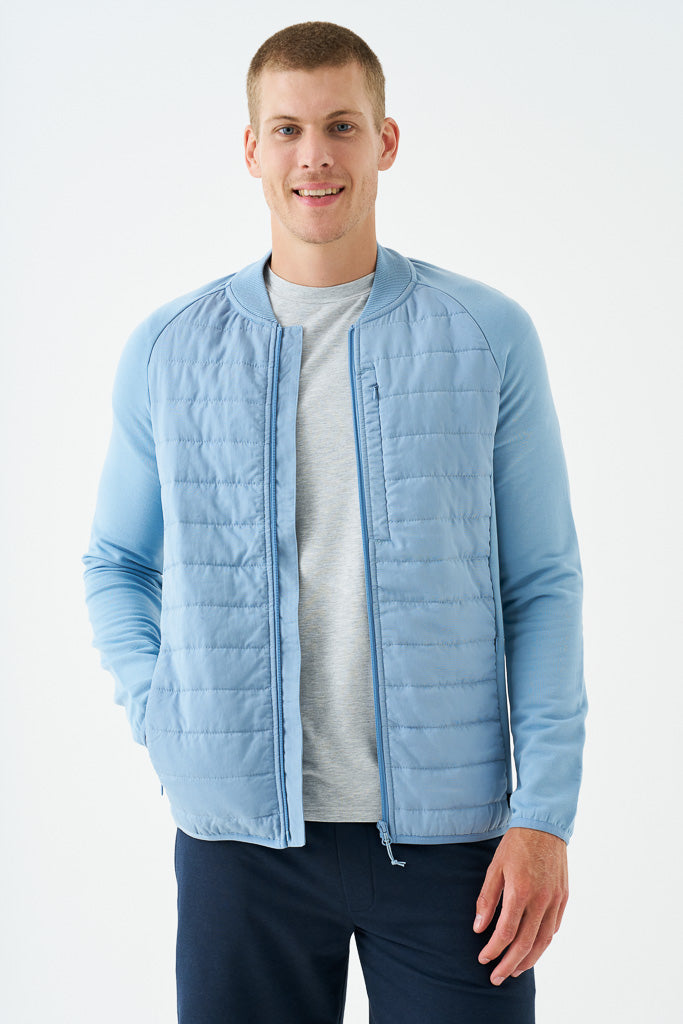 Bam1952 Mens Plym Quilted Bomber Sweat Blue Bamboo Clothing 2