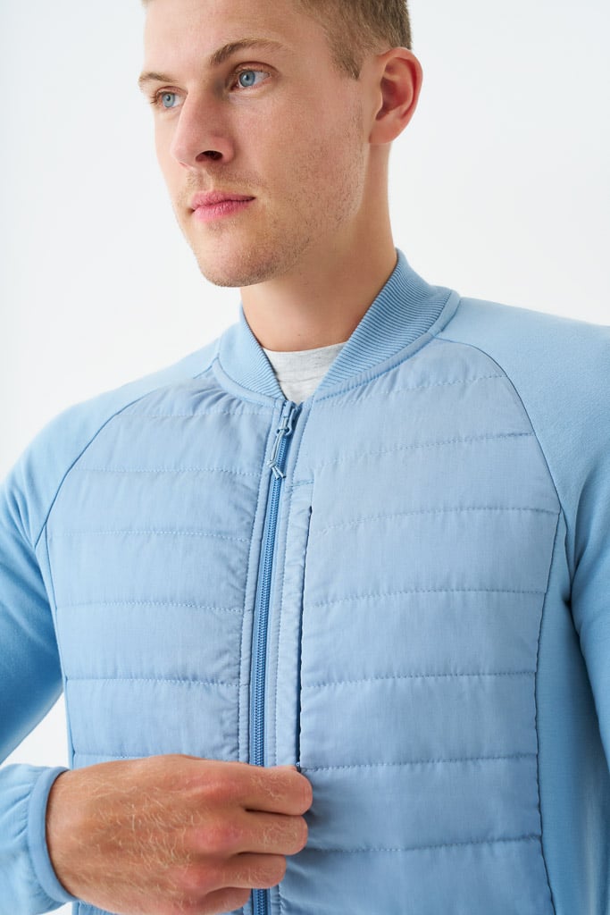 Bam1952 Mens Plym Quilted Bomber Sweat Blue Bamboo Clothing 3