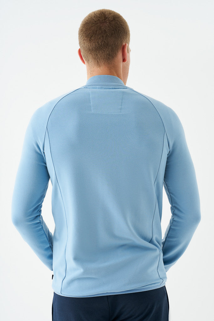 Bam1952 Mens Plym Quilted Bomber Sweat Blue Bamboo Clothing 4