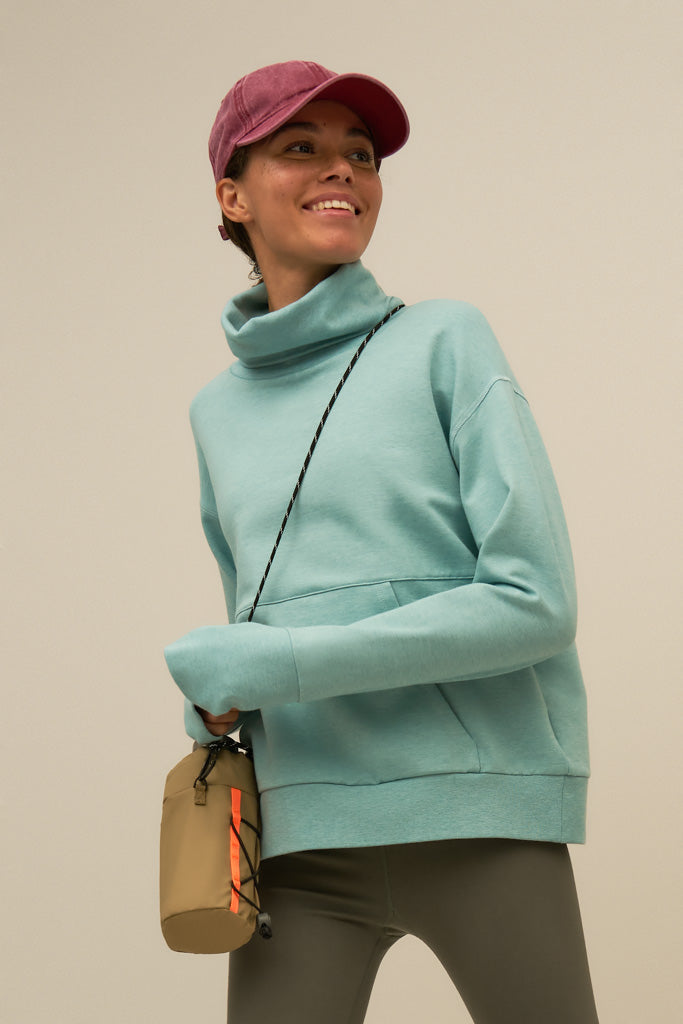 Bam2012 Bovey Funnel Neck Boxy Sweat Blue Bamboo Clothing 2