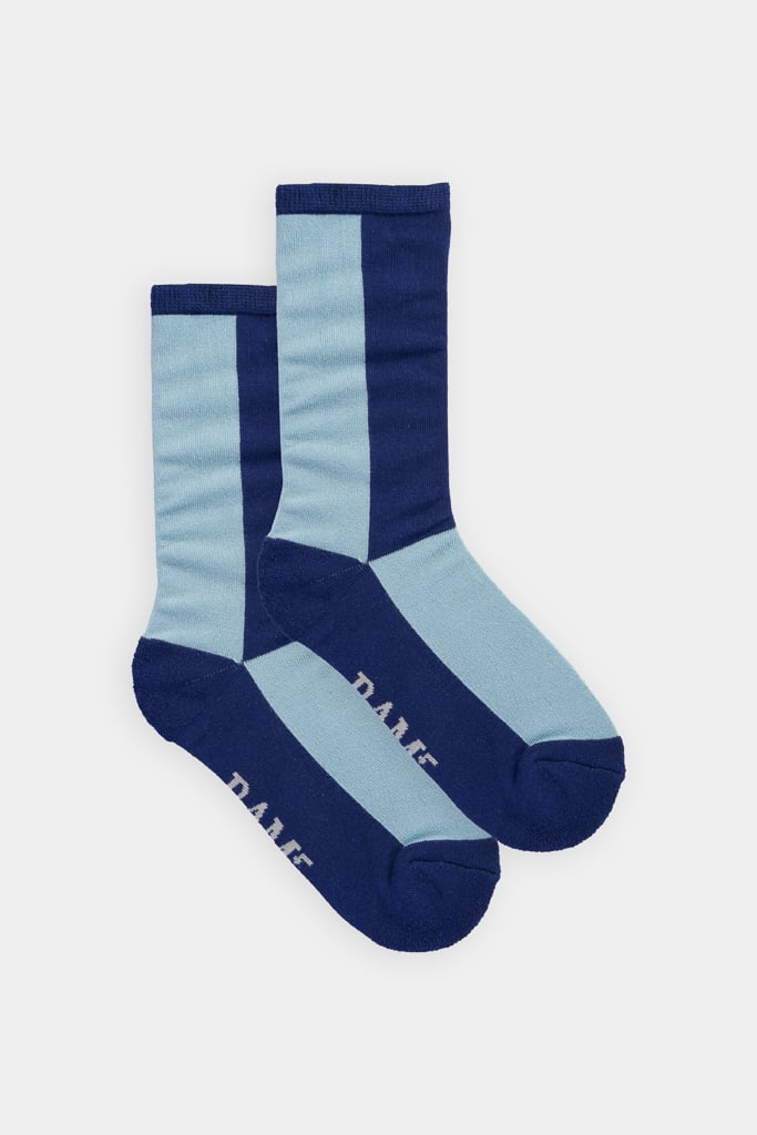 Bam2067 Womens Quarter Block Stripe Socks Blue Bamboo Clothing 1