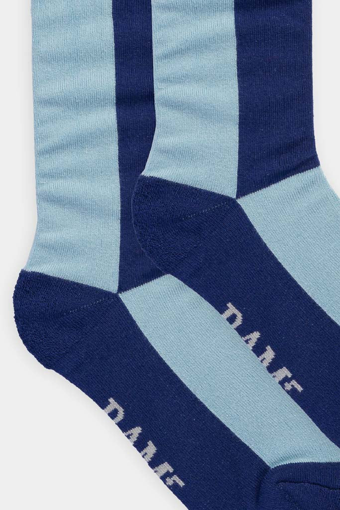 Bam2067 Womens Quarter Block Stripe Socks Blue Bamboo Clothing 2