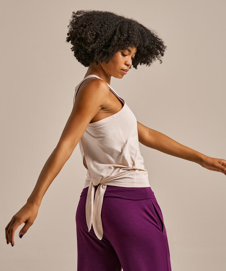 Bam2157 Tie Back Yoga Vest Oyster Bam Clothing 1