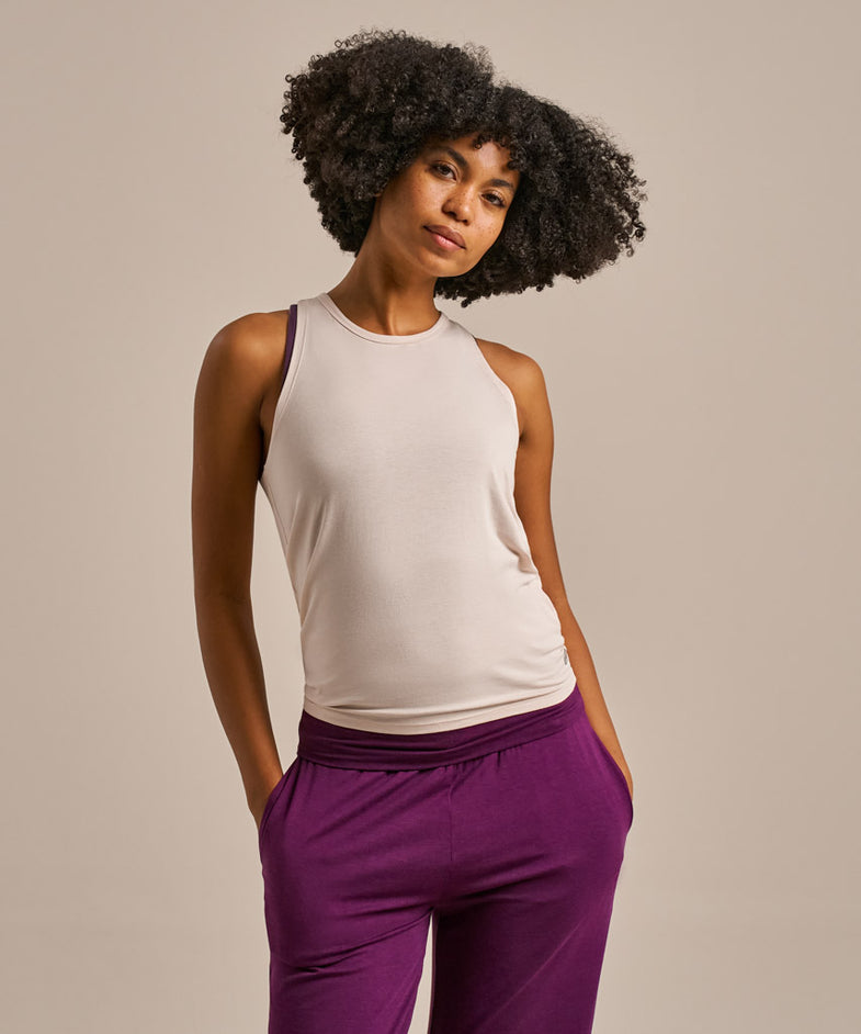 Bam2157 Tie Back Yoga Vest Oyster Bam Clothing 2