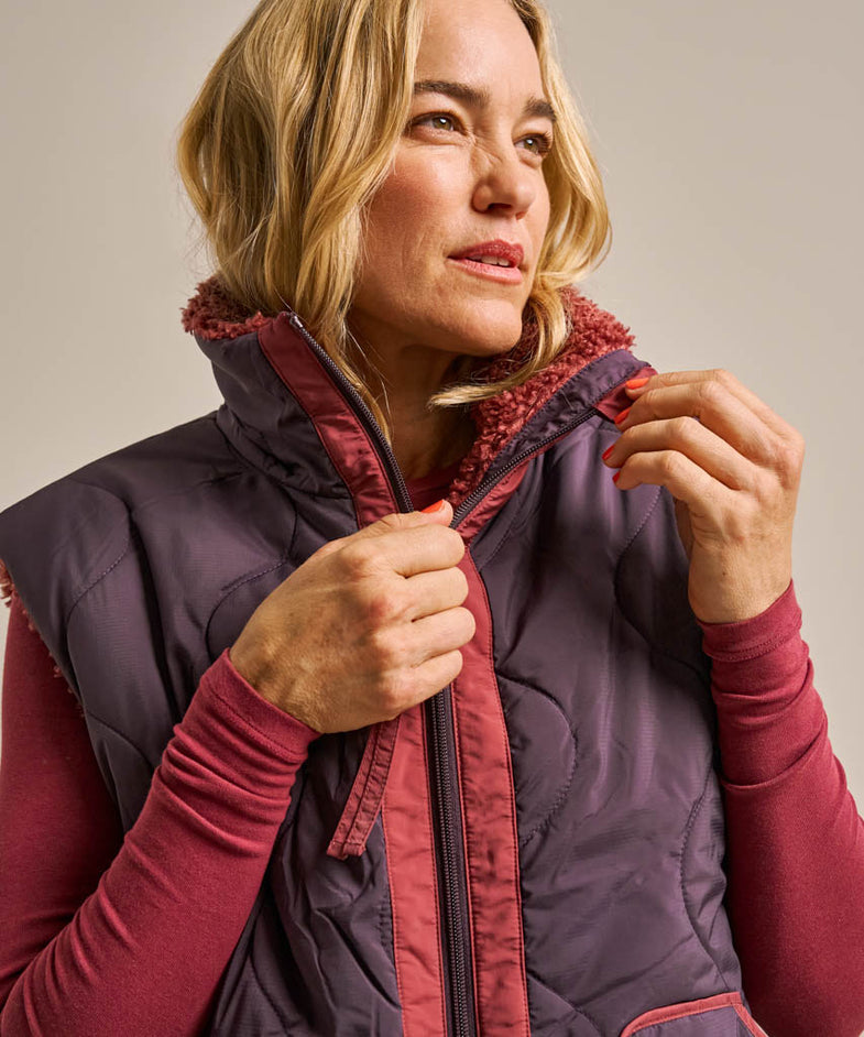 Bam2330 Reversible Longline Gilet Damson Clothing 12