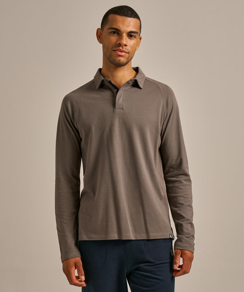Bam2427 Themis Long Sleeve Pique Polo Green Bamboo Clothing 2
