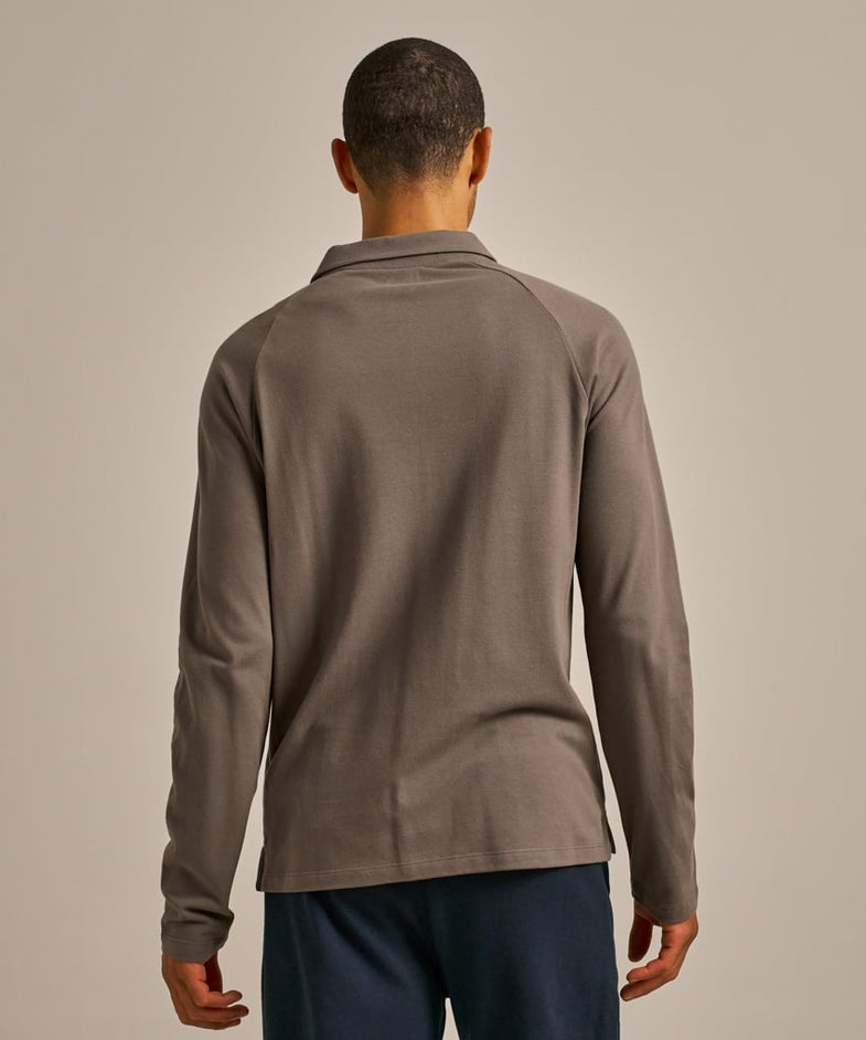 Bam2427 Themis Long Sleeve Pique Polo Green Bamboo Clothing 4