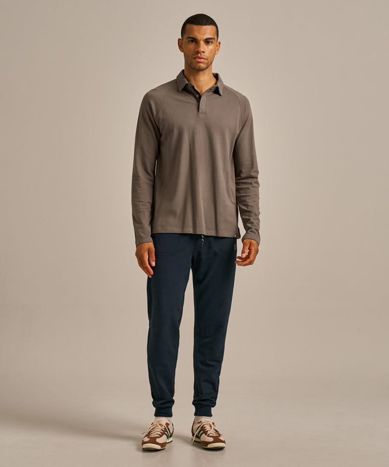Bam2427 Themis Long Sleeve Pique Polo Green Bamboo Clothing 6