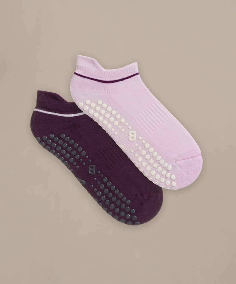 Bam2443 Pilates Grip Short Socks Damson Lavender Clothing 1
