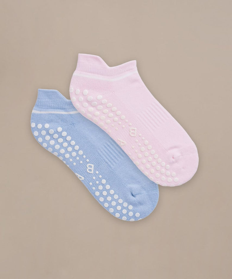 Bam2443 Pilates Grip Short Socks Dawn Blue Blossom Bam Clothing 1