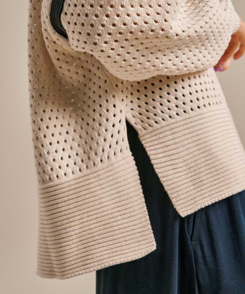 Bam2486 Open Stitch Layer Knit Crema Bam Clothing 5