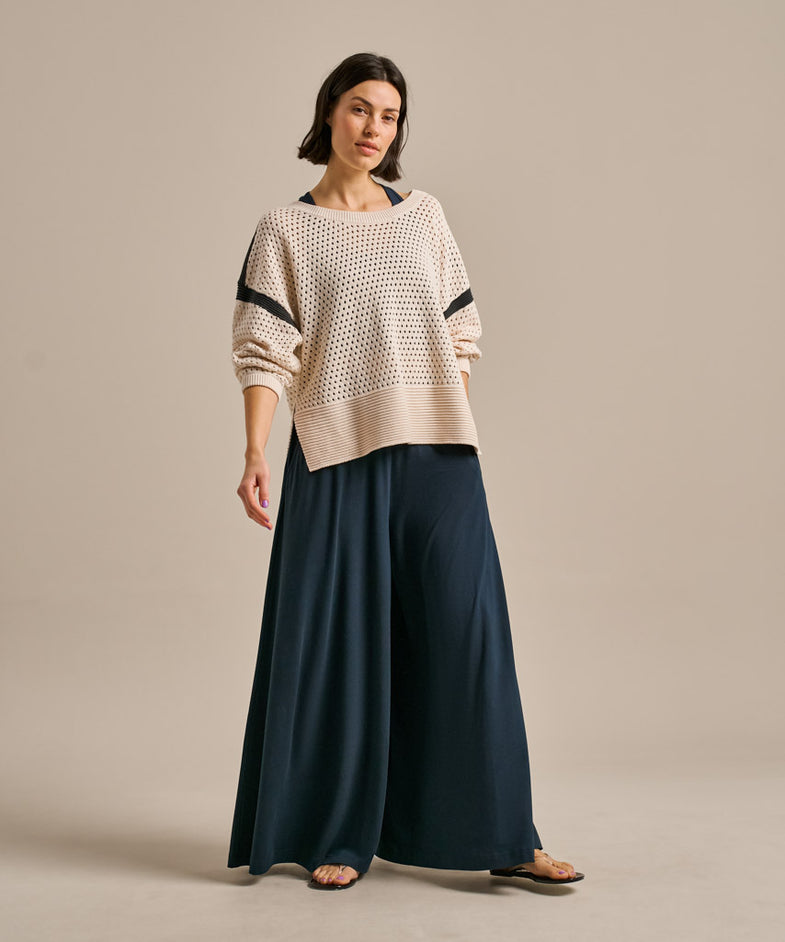 Bam2486 Open Stitch Layer Knit Crema Bam Clothing 6