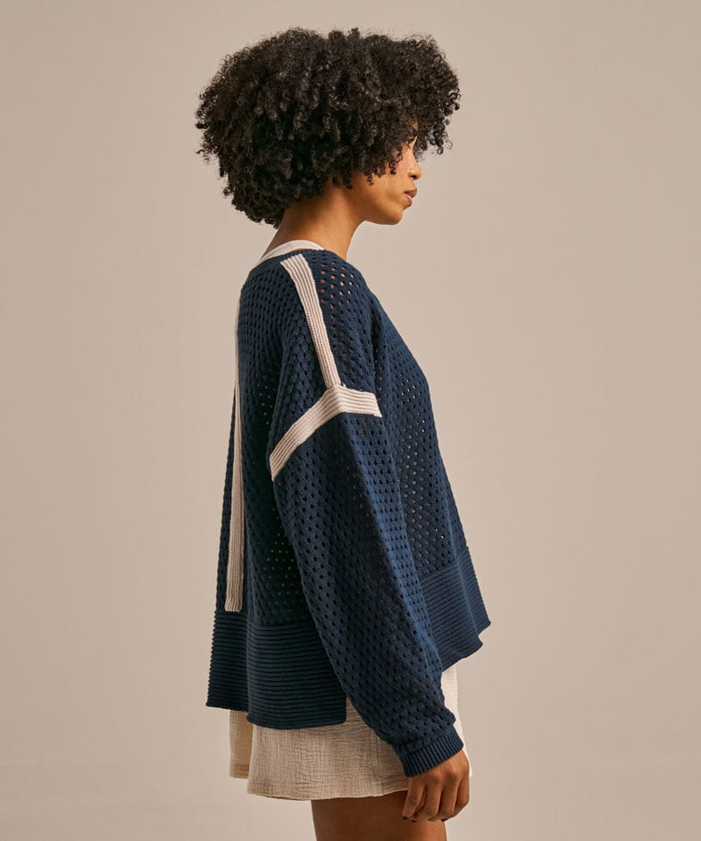 Bam2486 Open Stitch Layer Knit Mariner Navy Bam Clothing 3