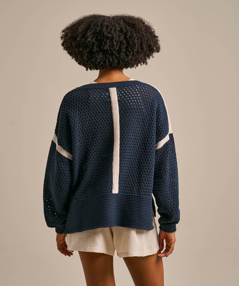 Bam2486 Open Stitch Layer Knit Mariner Navy Bam Clothing 4
