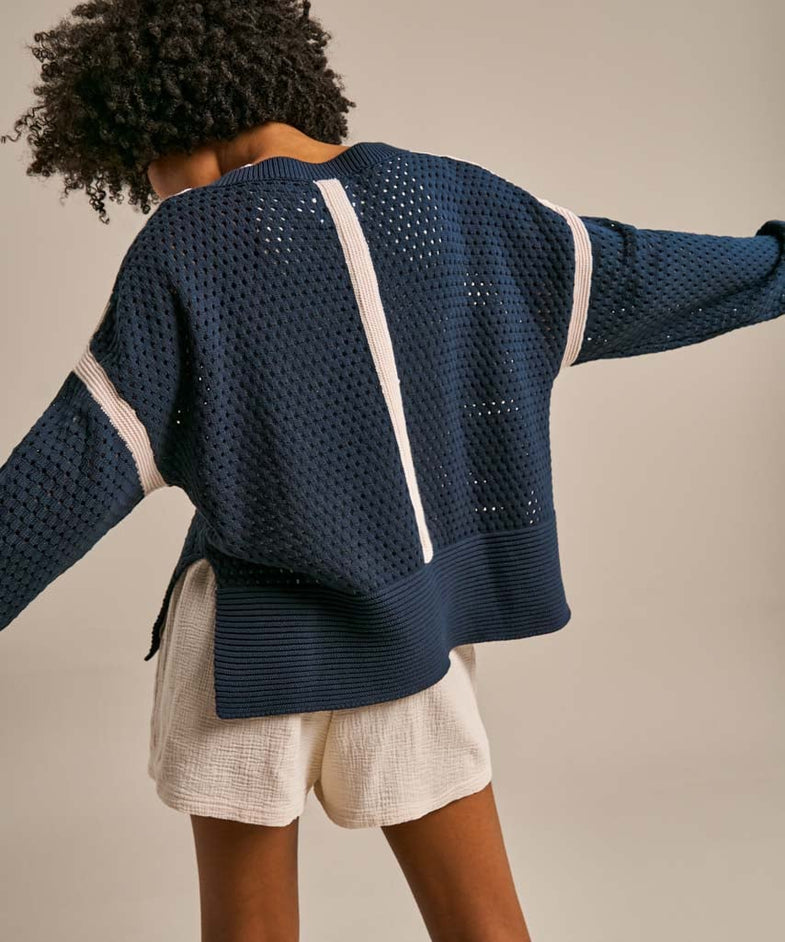 Bam2486 Open Stitch Layer Knit Mariner Navy Bam Clothing 6