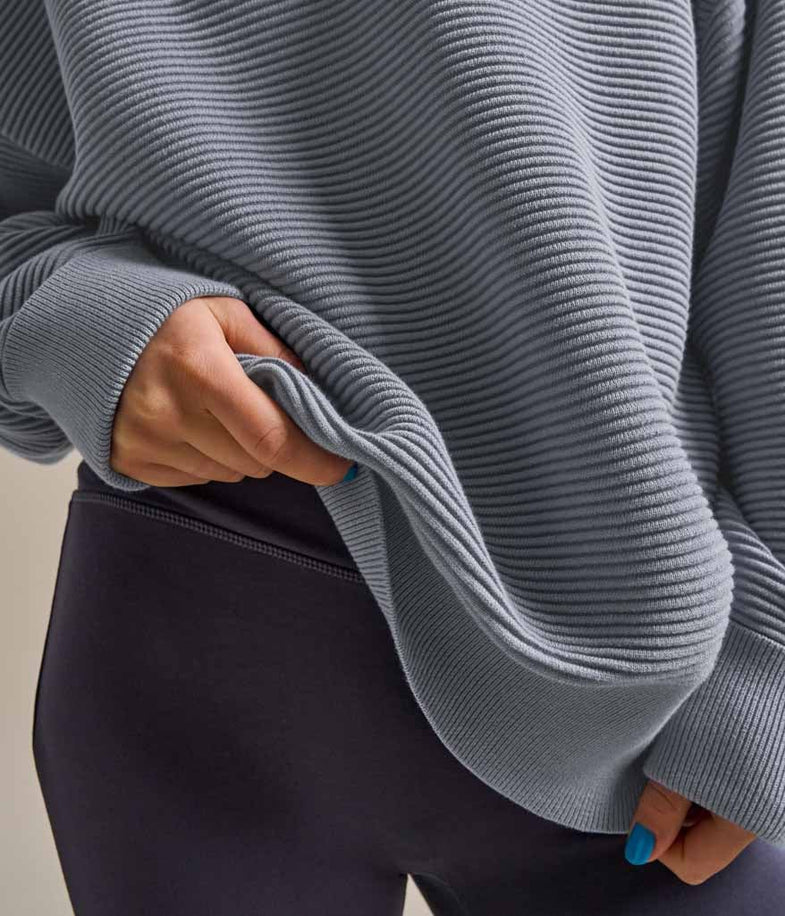 Bam2487 Rib Knit Sweatshirt Kynance Blue Bam Clothing 5