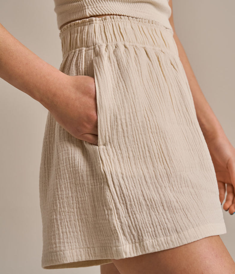 Bam2587 Cotton Gauze Shorts Crema Light Neutral Bam Clothing 3