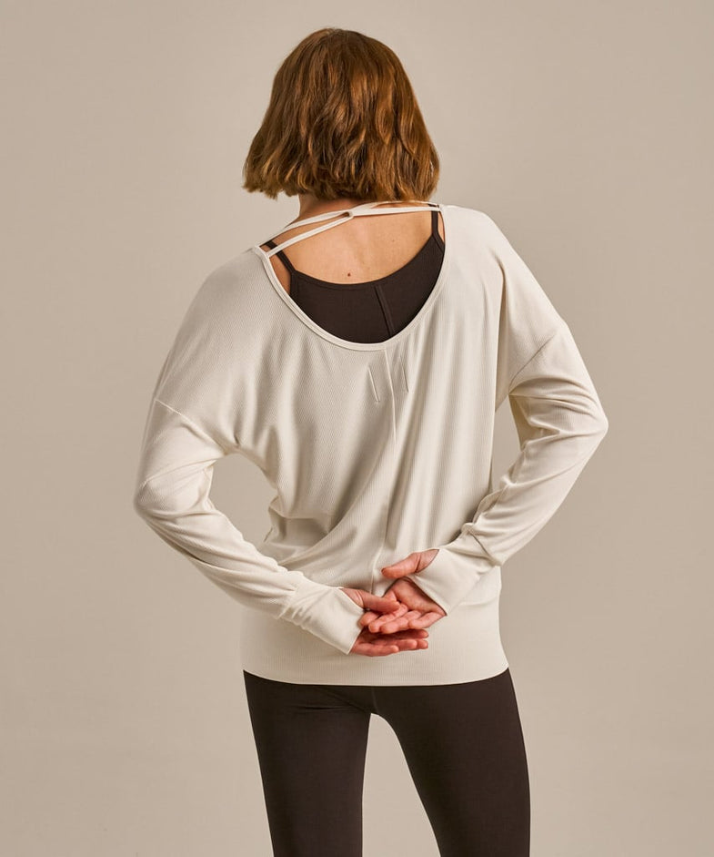 Bam2647 Cross Strap Open Back Top Oat Bam Clothing 3