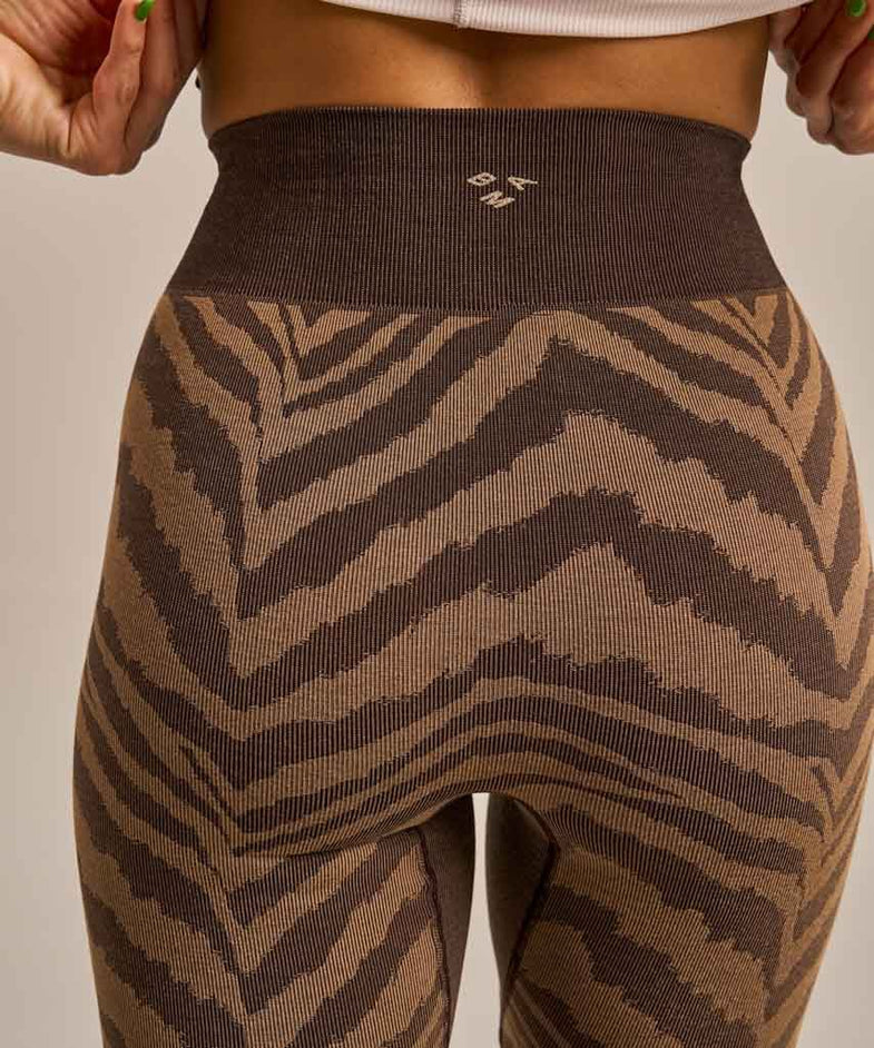Bam2682 Seamless Legging Zebra Jacquard Bitter Chocolate Bam Clothing 6