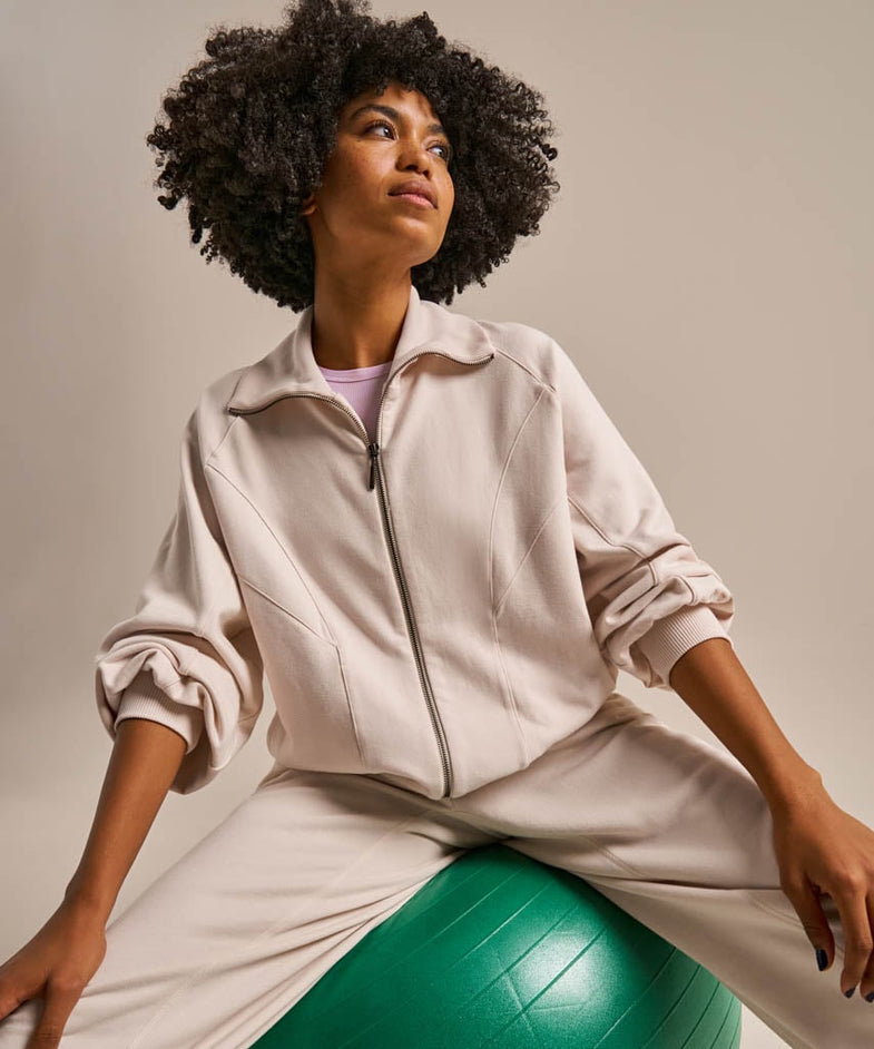 Bam2703 Nuture Sweat Bomber Jacket Oyster Bam Clothing 1