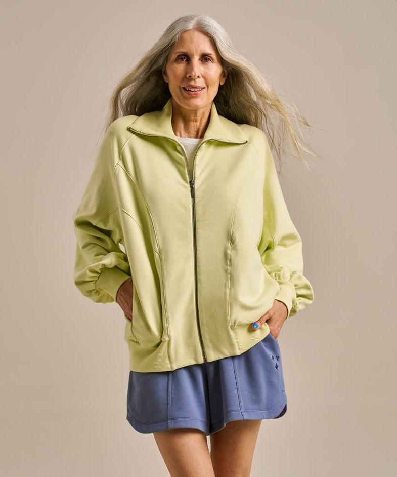 Bam2703 Nuture Sweat Bomber Jacket Soft Lime Bam Clothing 2