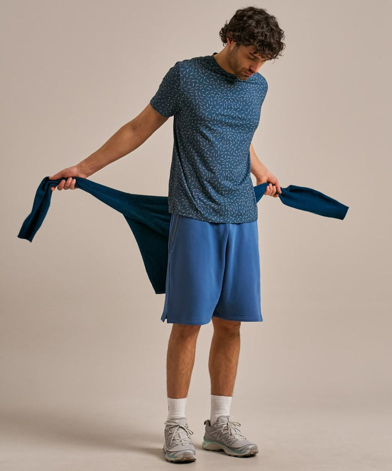 Bam2714 Brush Back Sweat Short Denim Blue Bam Clothing 1