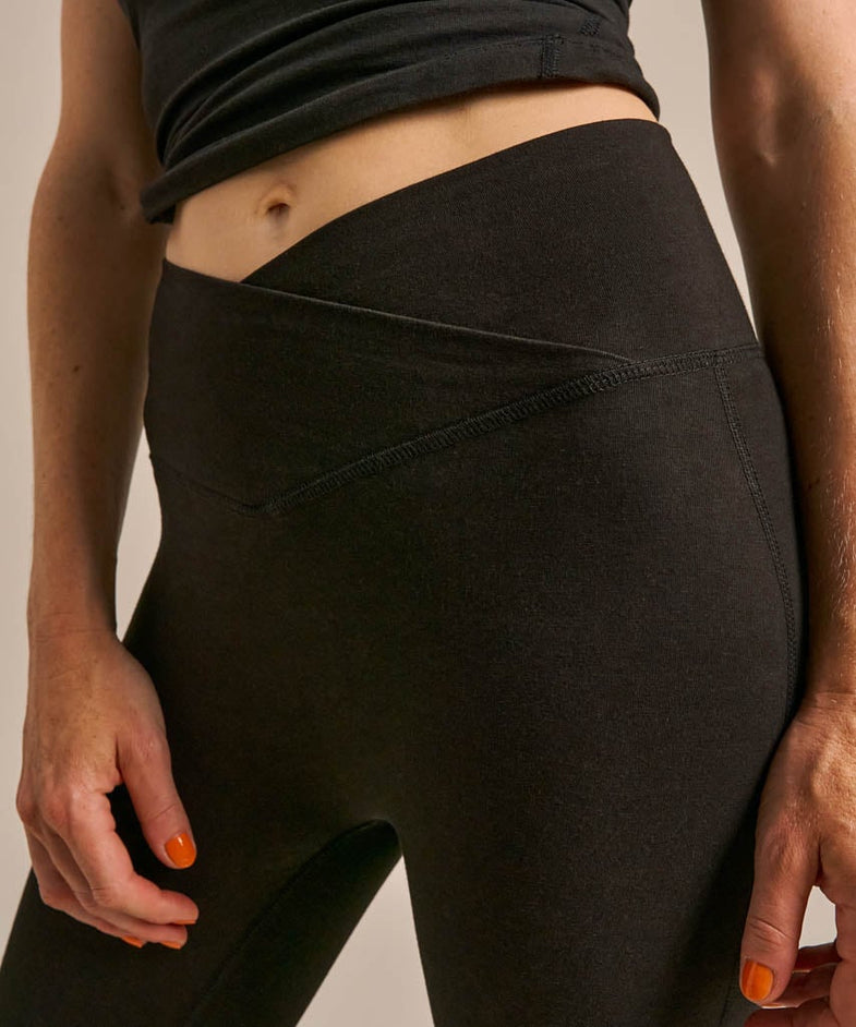 Bam2723 Crossover High Waist 78 Legging Black Bam Clothing 6