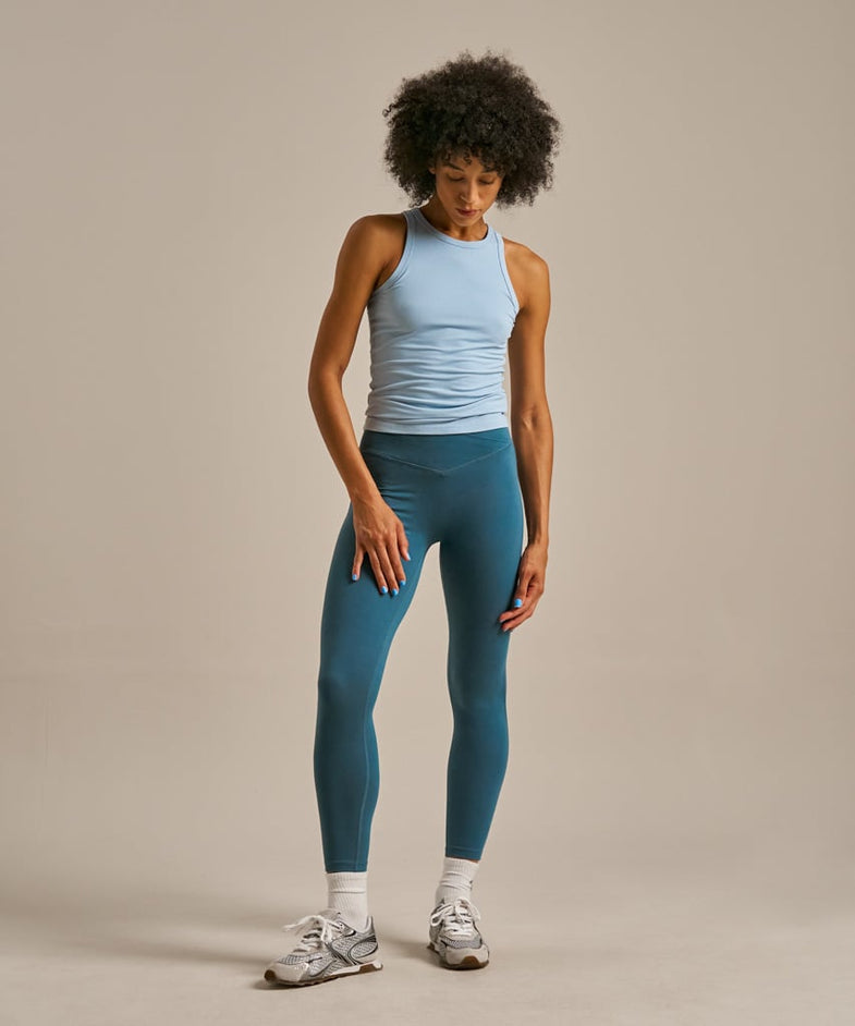 Bam2723 Crossover High Waist 78 Legging Blue Bam Clothing 6
