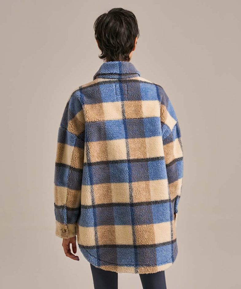Bam2731 Fleecy Studio Jacket Storm Check Aqua Bam Clothing 3