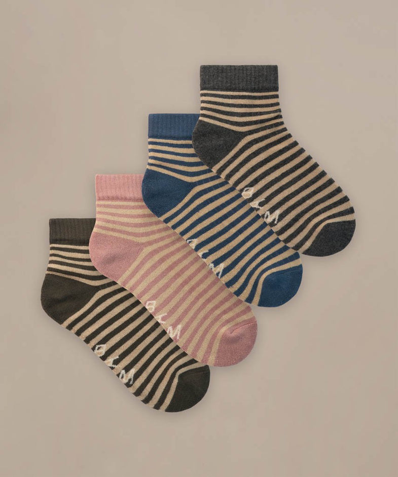 Bam2744 Womens Quarter Stripe Trainer Socks Mix Bam Clothing 1
