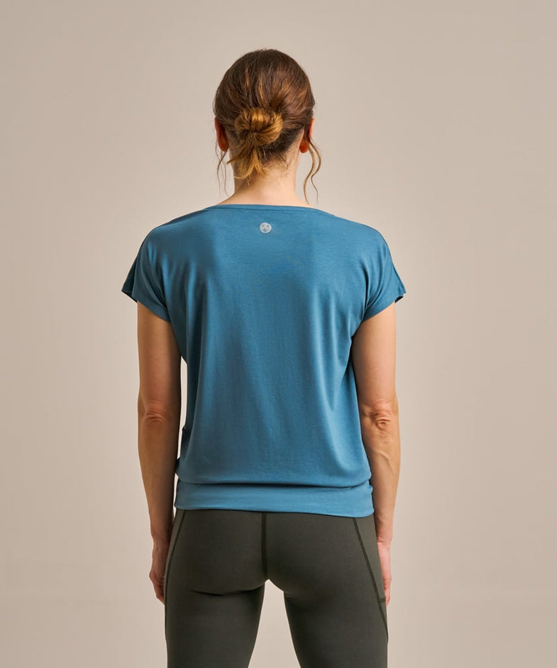 Bam2765 Short Sleeve Flow Top Agate Blue Clothing 4