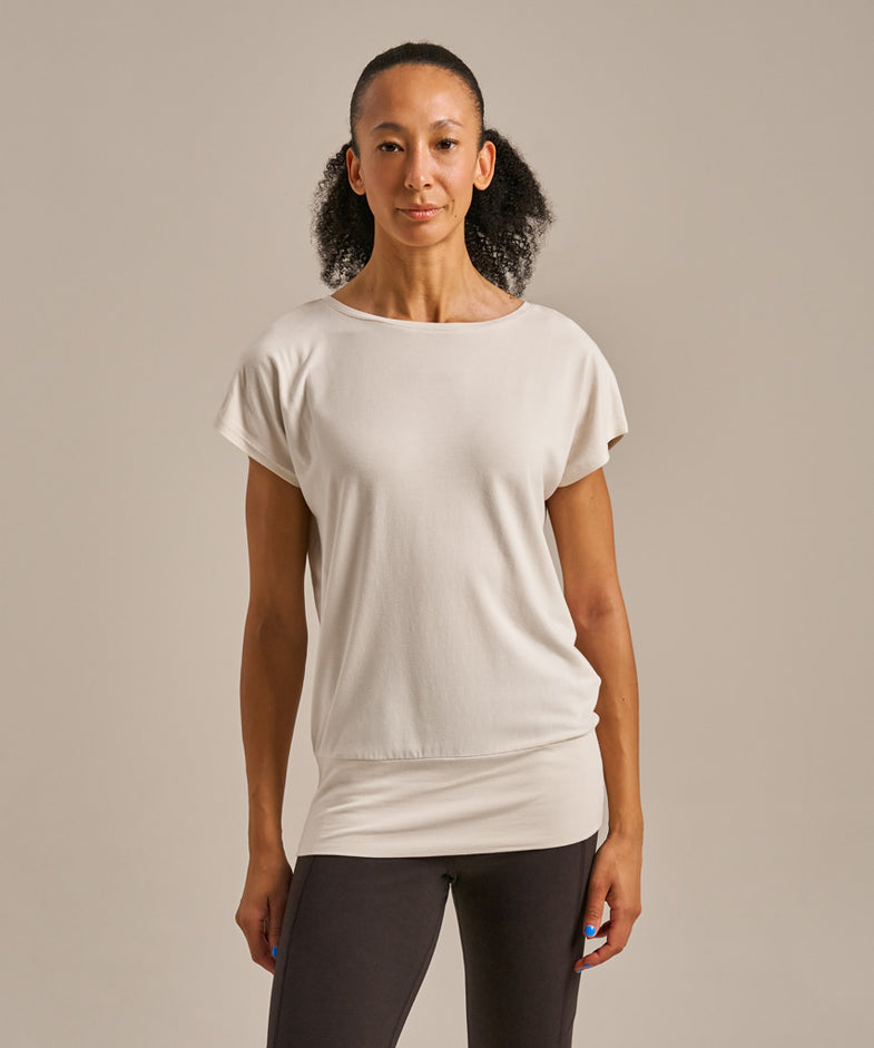 Bam2765 Short Sleeve Flow Top Oat Milk Bam Clothing 1