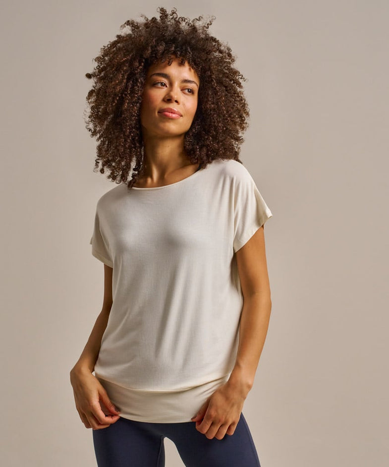 Bam2765 Short Sleeve Flow Top Oat Milk Clothing 2