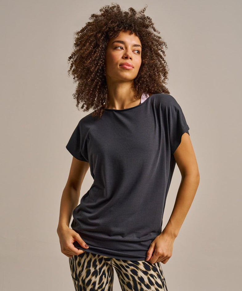 Bam2765 Short Sleeve Flow Top Washed Black Clothing 1