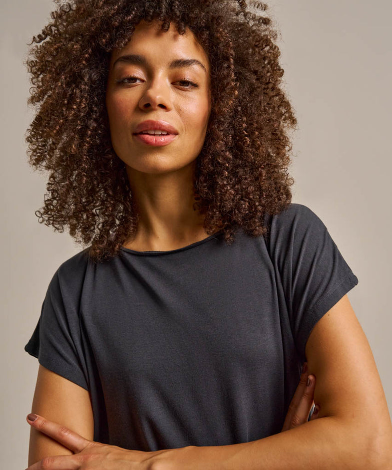 Bam2765 Short Sleeve Flow Top Washed Black Clothing 4