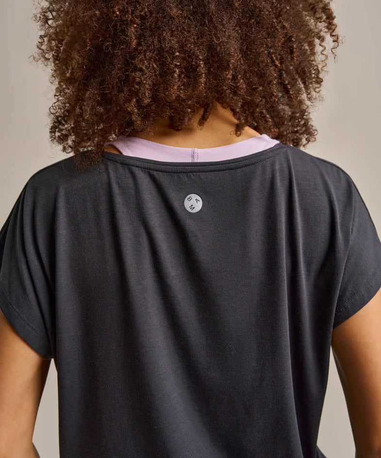 Bam2765 Short Sleeve Flow Top Washed Black Clothing 5