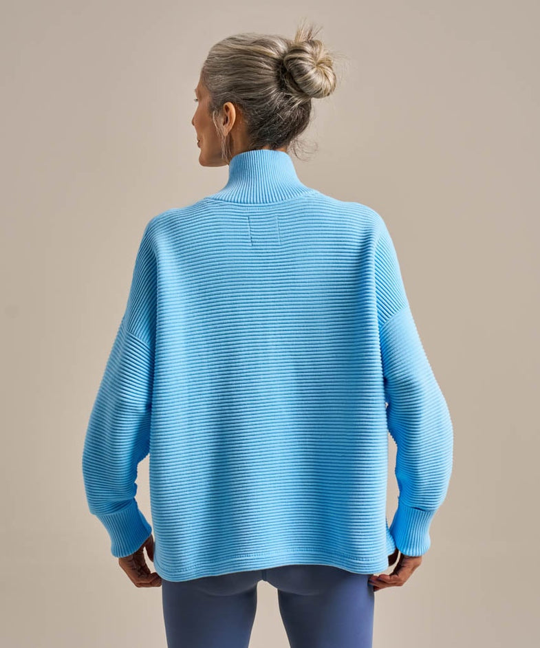 Bam2791 Ribbed Half Zip Jumper Dawn Blue Bam Clothing 4