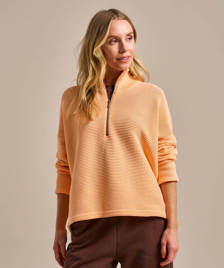 Bam2791 Ribbed Half Zip Jumper Soft Apricot Bam Clothing 1